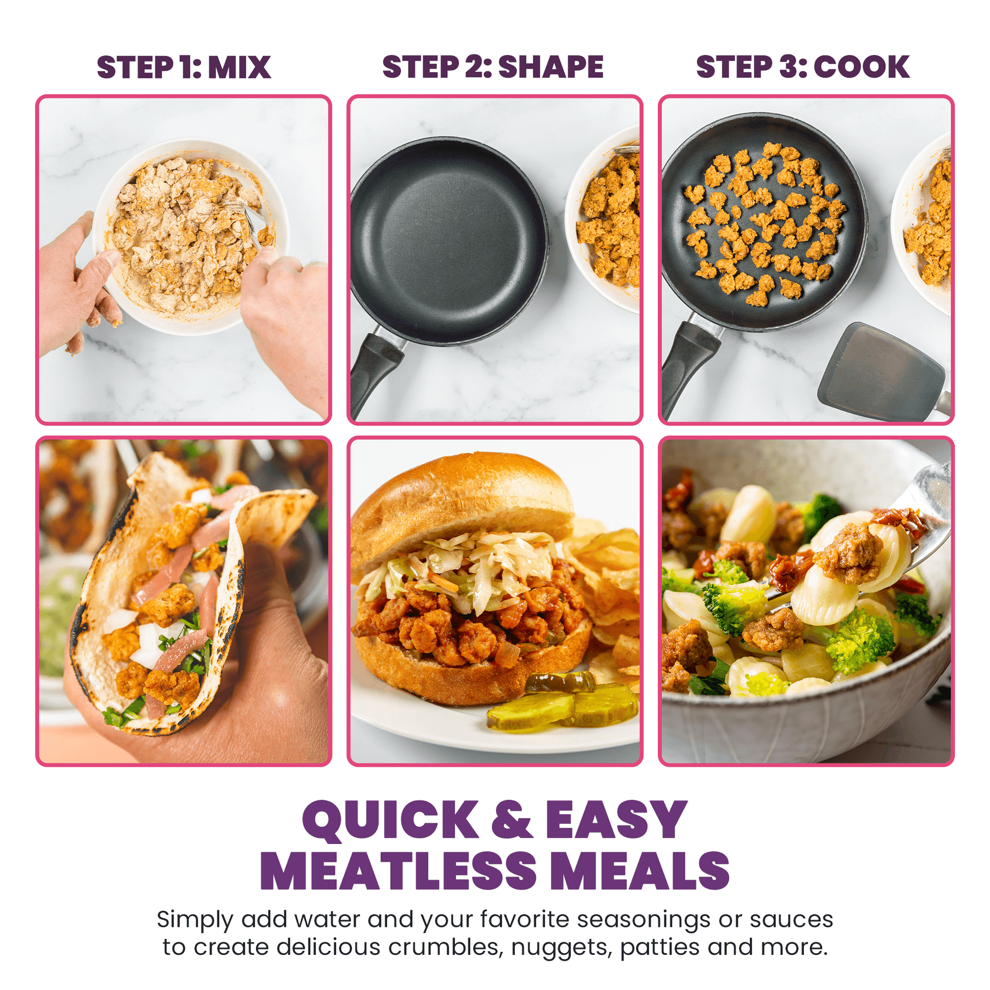 Graphic highlighting how to make quick and easy meatless meals