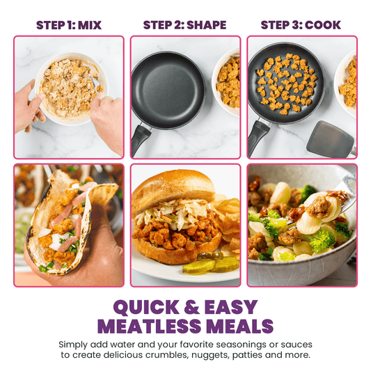 Graphic highlighting how to make quick and easy meatless meals