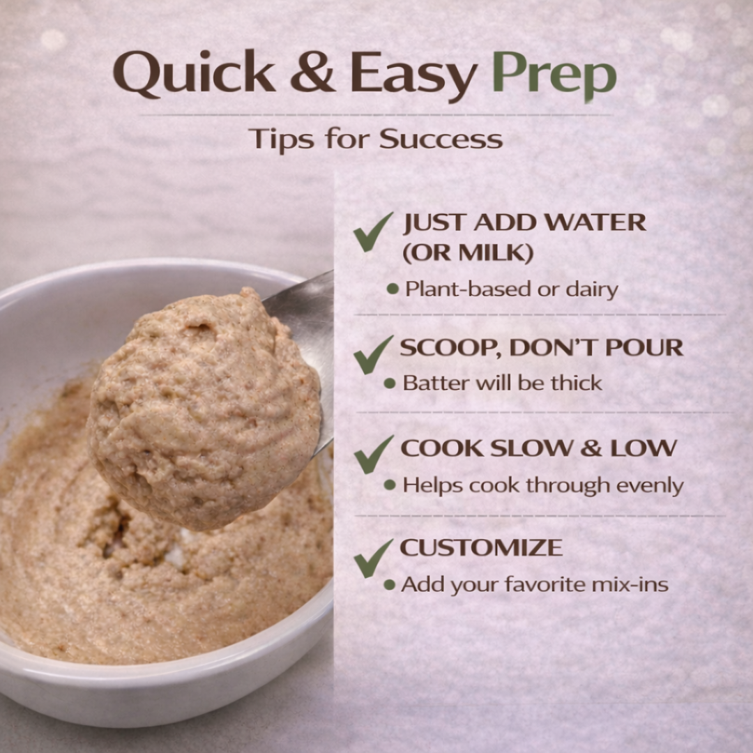 Thick batter prepared from Dojo Fresh protein pancake mix