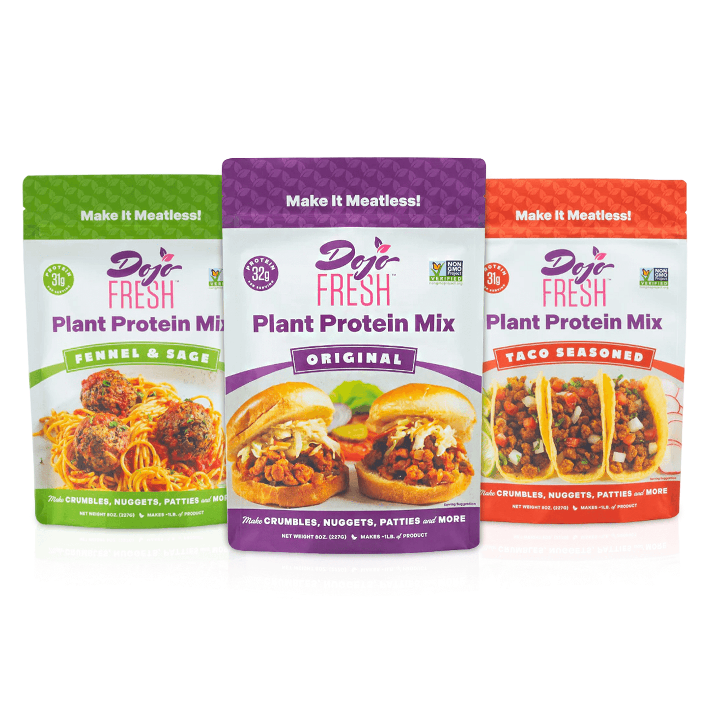 Plant protein mix bundle with original, taco seasoned, and fennel & sage