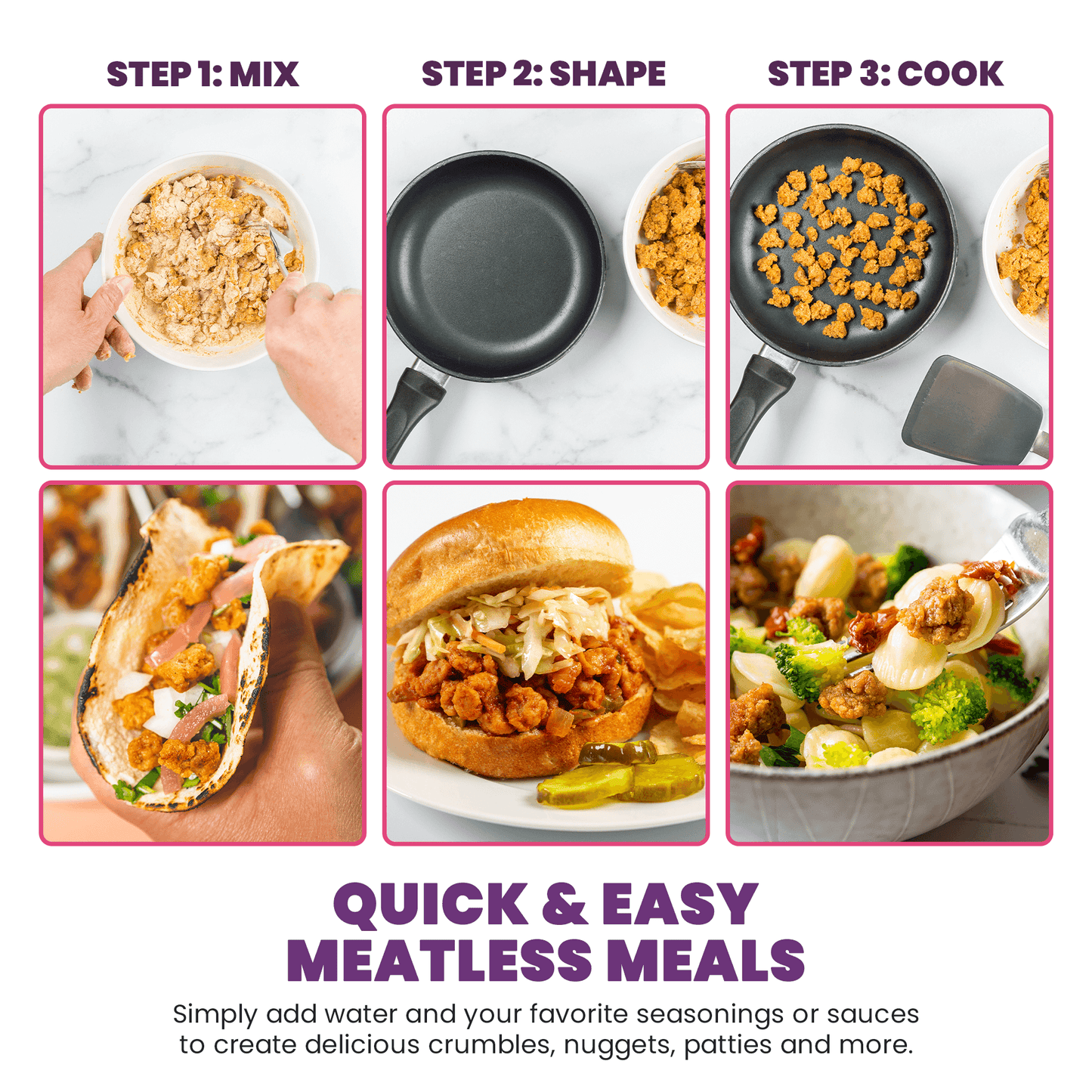 Graphic highlighting how to make quick and easy meatless meals