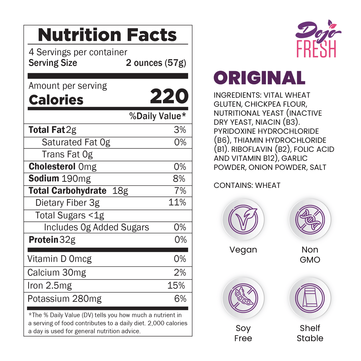 Original Plant Protein Mix package nutrition facts on the back of the package